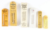 Lot Of 6: Wooden & Tin Service Station Thermometers.