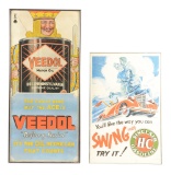 Lot Of 2: Veedol Motor Oil & HC Sinclair Gasoline Framed Posters.