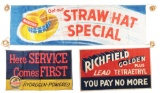 Lot Of 3: Richfield Gasoline Service Station Cloth Banners.