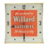 Willard Batteries Glass Face Pam Light Up Clock.