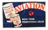 Atlantic Aviation Motor Oil Cloth Banner W/ Aviation Graphic.