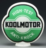 Koolmotor High Test Anti Knock Gasoline Cloverleaf Complete Globe On Original Milk Glass Body.