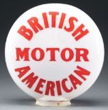 British American Motor Gasoline One Piece Etched Milk Glass Globe.
