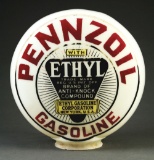 Pennzoil Ethyl Gasoline One Piece Baked Globe.
