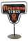 Firestone Tires Die Cut Porcelain Curb Sign In Curbside Stand.