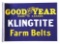 Goodyear Klingtite Farm Belts Porcelain Flange Sign.