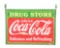 Drink Coca Cola Porcelain Drug Store Sign W/ Original Iron Hanger.
