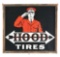 Hood Tires Porcelain Sign W/ Flagman Graphic.
