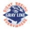 The Gray Line Bus Porcelain Sign W/ Globe Graphic.