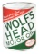 Wolf's Head Motor Oil Die Cut Tin Sign.