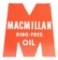 MacMillan Ring Free Motor Oil Die Cut Tin Curb Sign.