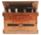 Atlantic Motor Oil & Greases Wooden Box W/ Full Glass Oil Bottle Rack.