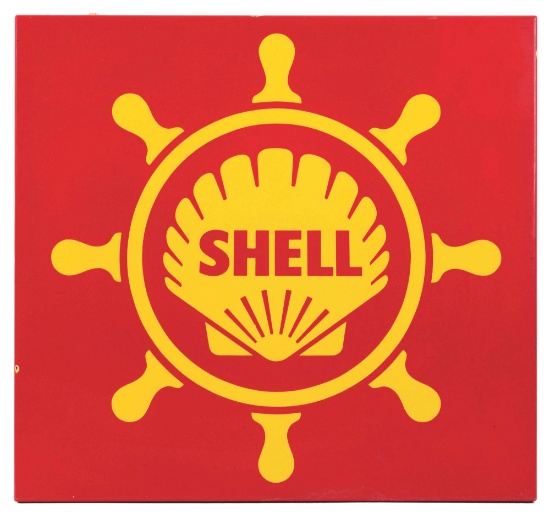 Shell Marine Gasoline Porcelain Sign with Cookie Cutter Edge.