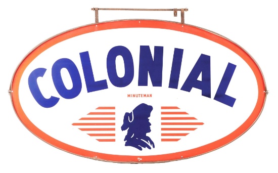 Outstanding Colonial Gasoline Porcelain Service Station Sign.