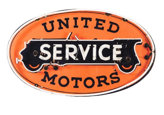 United Motors Service Porcelain Sign W/ Added Neon.