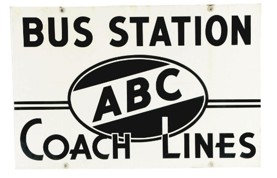 ABC Bus Station & Coach Lines Porcelain Sign.