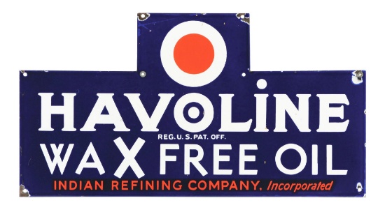 Havoline Motor Oil Porcelain Oil Bottle Rack Sign.