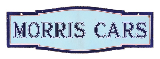 Morris Cars Die Cut Porcelain Dealership Sign.