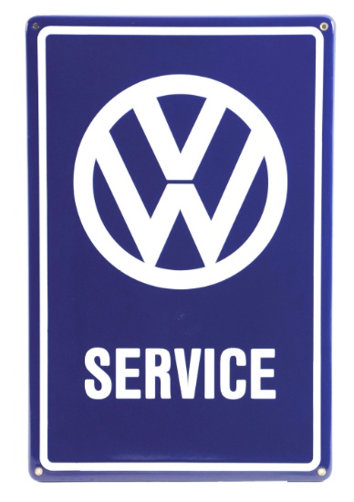 Volkswagen VW Service Porcelain Sign W/ Self Framed Edge.