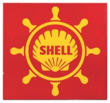 Shell Marine Gasoline Porcelain Sign with Cookie Cutter Edge.