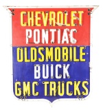 Outstanding Two Piece Porcelain Neon Shield Sign for Chevrolet, Pontiac, Oldsmobile, Buick & GMC Tru