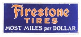 Firestone Tires Most Miles Per Dollar Porcelain Sign.