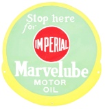 Stop Here For Marvelube Motor Oil Porcelain Sign.
