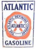 Atlantic Gasoline Porcelain Sign W/ Crossed Arrow Graphic.