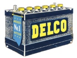 Delco Batteries Die Cut Tin Sign.