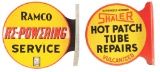Lot Of 2: Ramco Service & Shaler Tube Repairs Tin Flange Signs.
