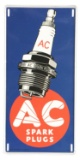AC Spark Plugs Tin Sign W/ Spark Plug Graphic & Embossed Edge.