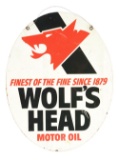 Wolf's Head Motor Oil Tin Sign.
