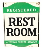Texaco Registered Rest Rooms Tin Service Station Sign.