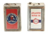 Lot Of Two: Atlantic Motor Oil Five Gallon Square Cans.