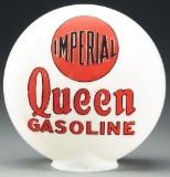 Imperial Queen Gasoline One Piece Etched Milk Glass Globe.