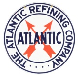 Atlantic Gasoline Porcelain Sign W/ Crossed Arrow Graphic.