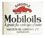 Rare Mobiloil Gargoyle Porcelain Flange Sign.