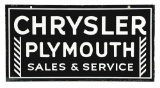 Chrysler Plymouth Sales & Service Porcelain Sign.