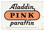 Aladdin Pink Paraffin Motor Oil Porcelain Flange Sign.