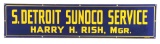 South Detroit Sunoco Service Porcelain Sign W/ Original Wood Frame.