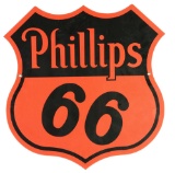 Phillips 66 Gasoline & Motor Oil Porcelain Shield Sign.