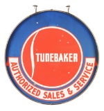 Studebaker Authorized Sales & Service Porcelain Sign W/ Original Ring.