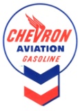 Chevron Aviation Gasoline Die Cut Porcelain Sign.