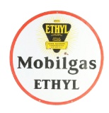 Mobilgas Ethyl Porcelain Curb Sign W/ Ethyl Burst Graphic.