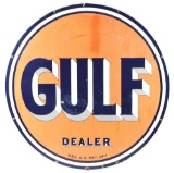 Gulf Gasoline Dealer Porcelain Service Station Sign.