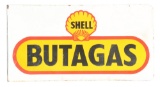 Shell Butagas Porcelain Flange Sign W/ Shell Graphic.