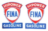 Lot Of Two: Fina Hypower Gasoline Die Cut Porcelain Pump Plates.