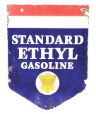 Standard Ethyl Gasoline Porcelain Curb Sign W/ Ethyl Burst Graphic.