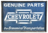 Chevrolet Genuine Parts Tin Smaltz Sign W/ Original Wood Frame.