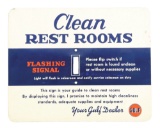 Gulf Gasoline Clean Restrooms Tin Sign.